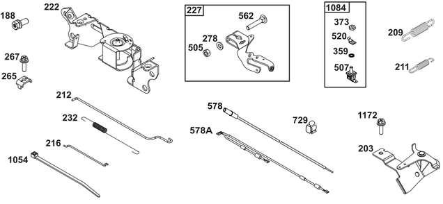 Controls Group Diagram and Parts List for 305447-0600-G1 200000 - 399999 Briggs and Stratton Engine